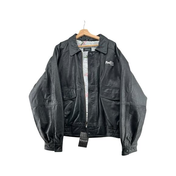 Burk’s Bay FedEx Freight Leather Jacket 2XL President Safety Team Black Coat - Picture 7 of 7